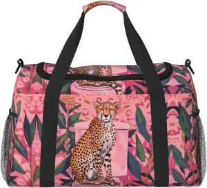 Duffle Bag for Travel, Cheetah On Toilet Humor Art Weekender Overnight Duffel Bag, Carry On Bag Gym Bag for Women Men, Personal Item Travel Bag