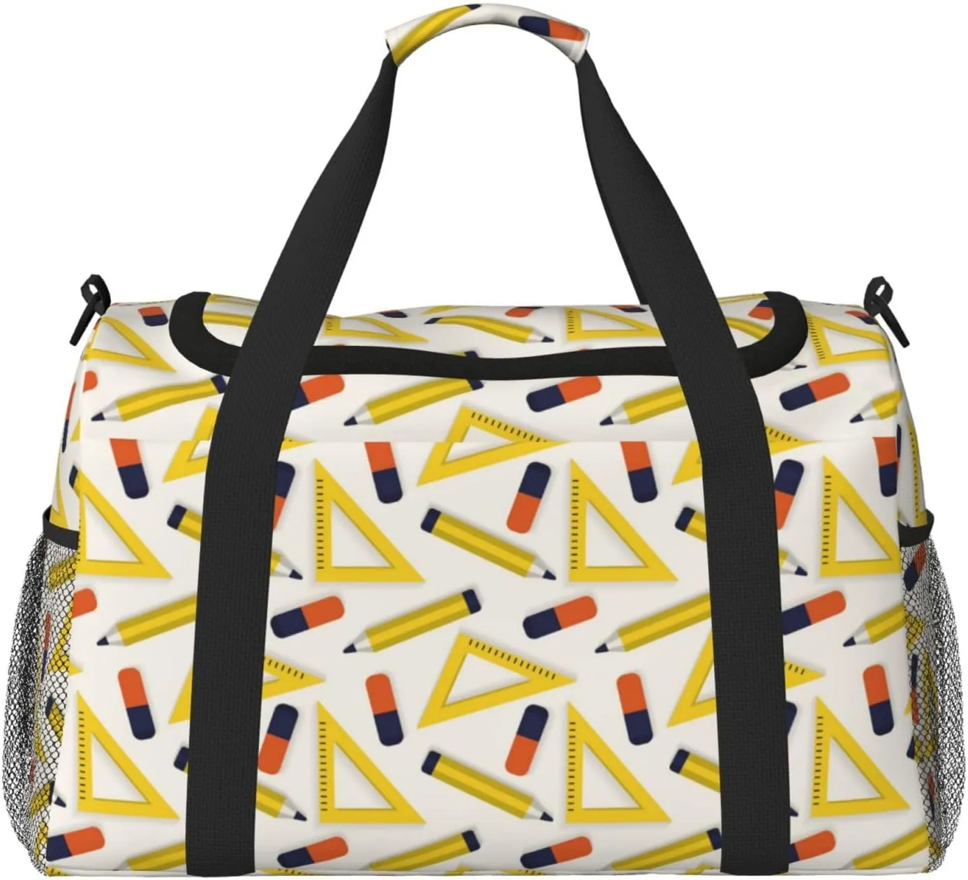 Duffle Bag for Travel, funny ruler pencil Print Weekender Overnight Duffel Bag, Carry On Bag Gym Bag for Women Men, Personal Item Travel Bag