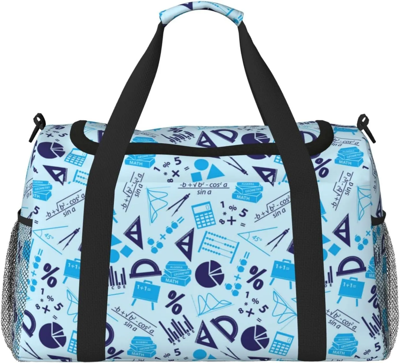 Duffle Bag for Travel, Math Print ruler blue Weekender Overnight Duffel Bag, Carry On Bag Gym Bag for Women Men, Personal Item Travel Bag