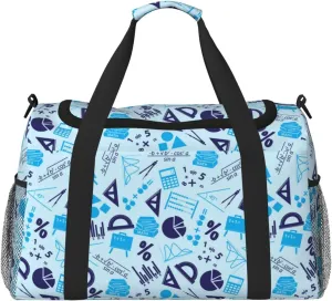 Duffle Bag for Travel, Math Print ruler blue Weekender Overnight Duffel Bag, Carry On Bag Gym Bag for Women Men, Personal Item Travel Bag