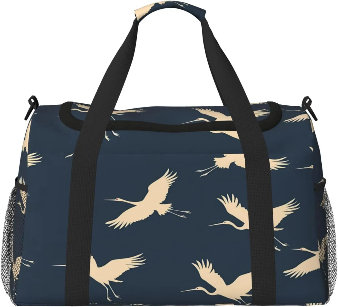 Duffle Bag Japanese Animal Crane Travel Duffel Bags for Men Women with Adjustable Strap Carry on Gym Bag Overnight Weekender Bag