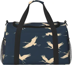 Duffle Bag Japanese Animal Crane Travel Duffel Bags for Men Women with Adjustable Strap Carry on Gym Bag Overnight Weekender Bag