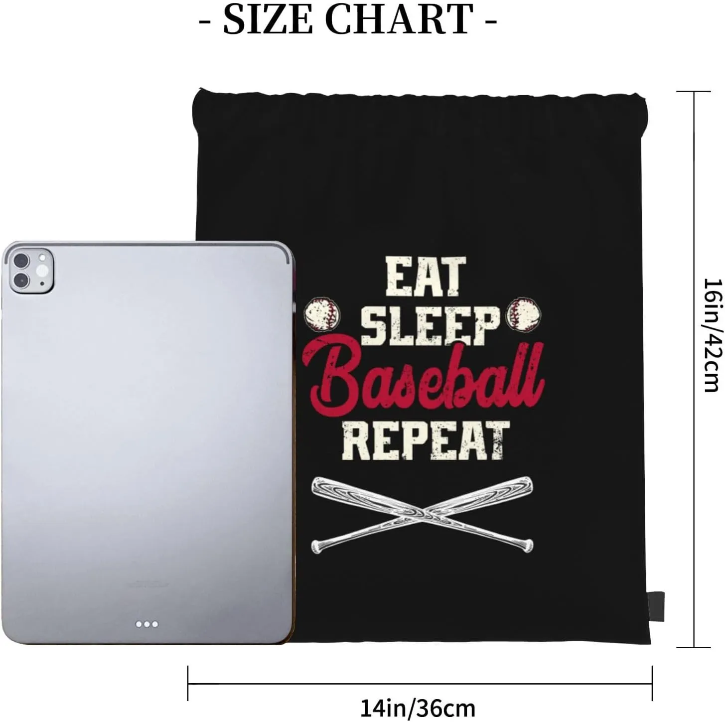 Eat Sleep Baseball Repeat Unisex Drawstring Backpack Bag Sport Gym Swim Travel Sackpack