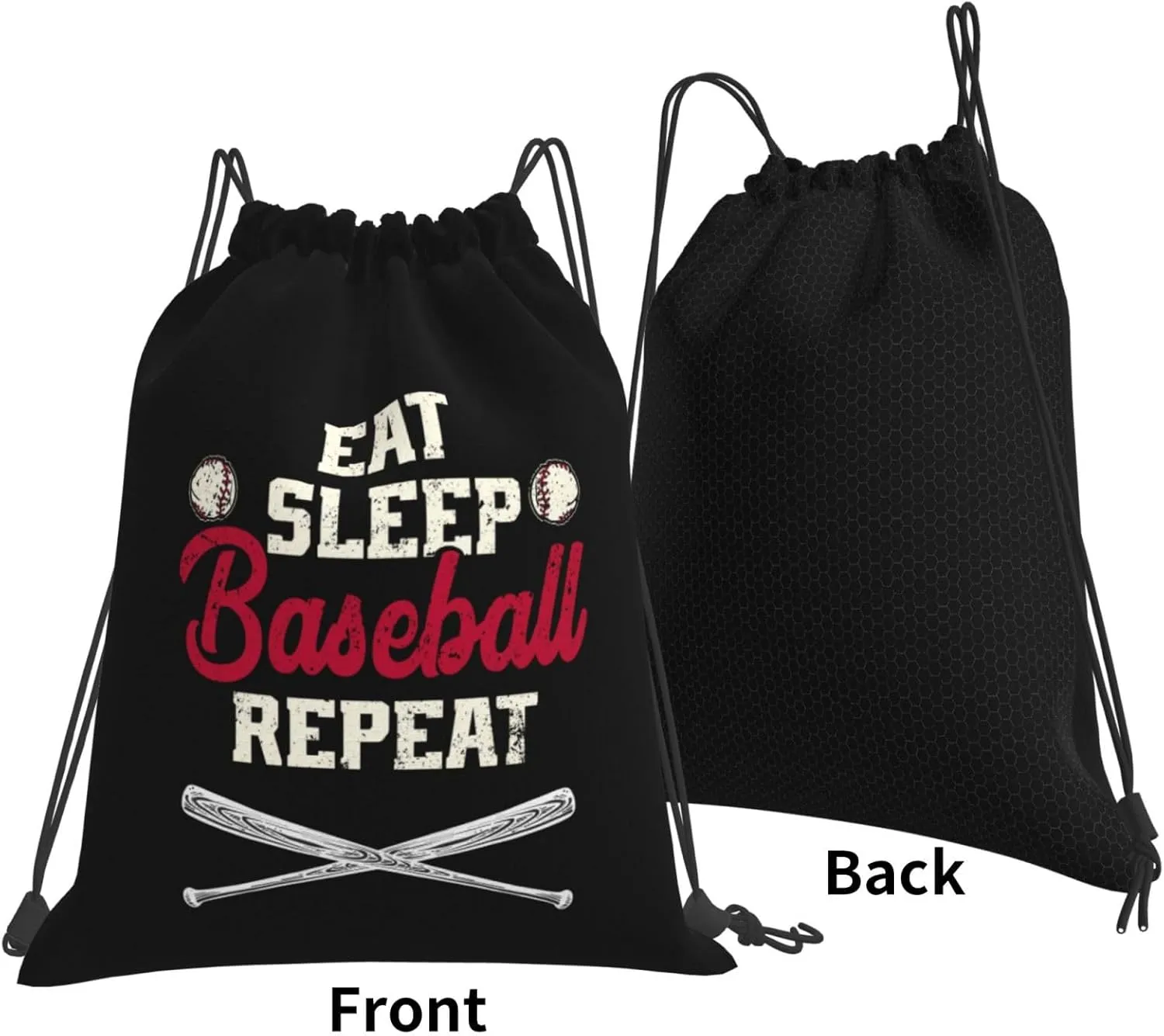 Eat Sleep Baseball Repeat Unisex Drawstring Backpack Bag Sport Gym Swim Travel Sackpack