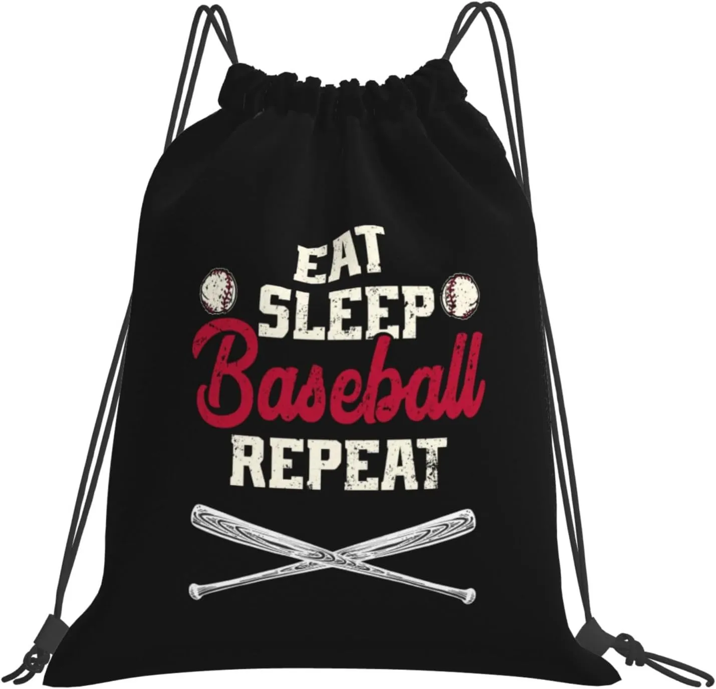 Eat Sleep Baseball Repeat Unisex Drawstring Backpack Bag Sport Gym Swim Travel Sackpack