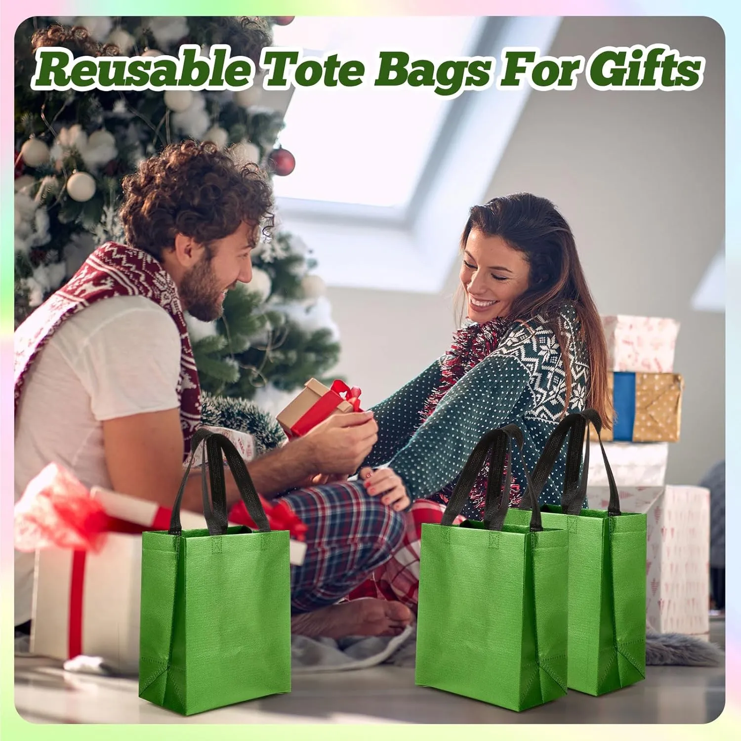 Eccliy 80 Pieces Gift Bags Set Glossy Reusable Tote with Handles Grocery Bags Bulk for Wedding, Bachelorette Party, Christmas(Medium,Green)