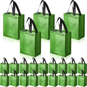 Eccliy 80 Pieces Gift Bags Set Glossy Reusable Tote with Handles Grocery Bags Bulk for Wedding, Bachelorette Party, Christmas(Medium,Green)