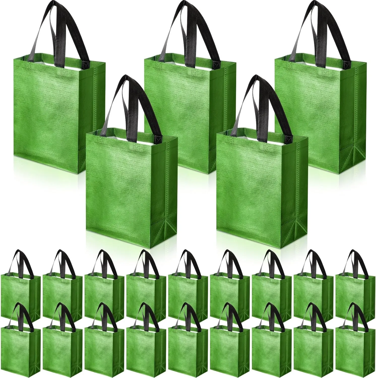 Eccliy 80 Pieces Gift Bags Set Glossy Reusable Tote with Handles Grocery Bags Bulk for Wedding, Bachelorette Party, Christmas(Medium,Green)