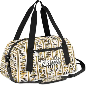 Egyptian Old Art Personalized Kids Duffle Custom Duffel Bag for Little Girls Boys Overnight Bag Mini Gym Duffle Bag 18.5 Inch Weekender Bag for Kids Travel Sport Duffle Bag