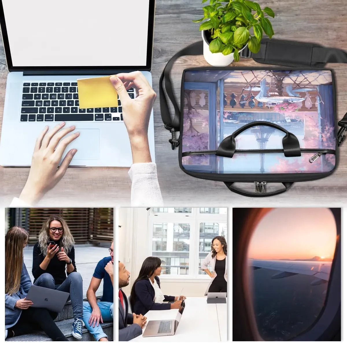 Eiffel Tower Spring Flowers 15 Inch Laptop Bag Laptop Shoulder Bag Computer Cases for Laptops or Tablets