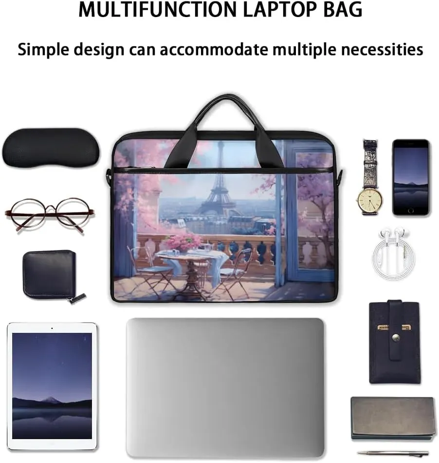 Eiffel Tower Spring Flowers 15 Inch Laptop Bag Laptop Shoulder Bag Computer Cases for Laptops or Tablets