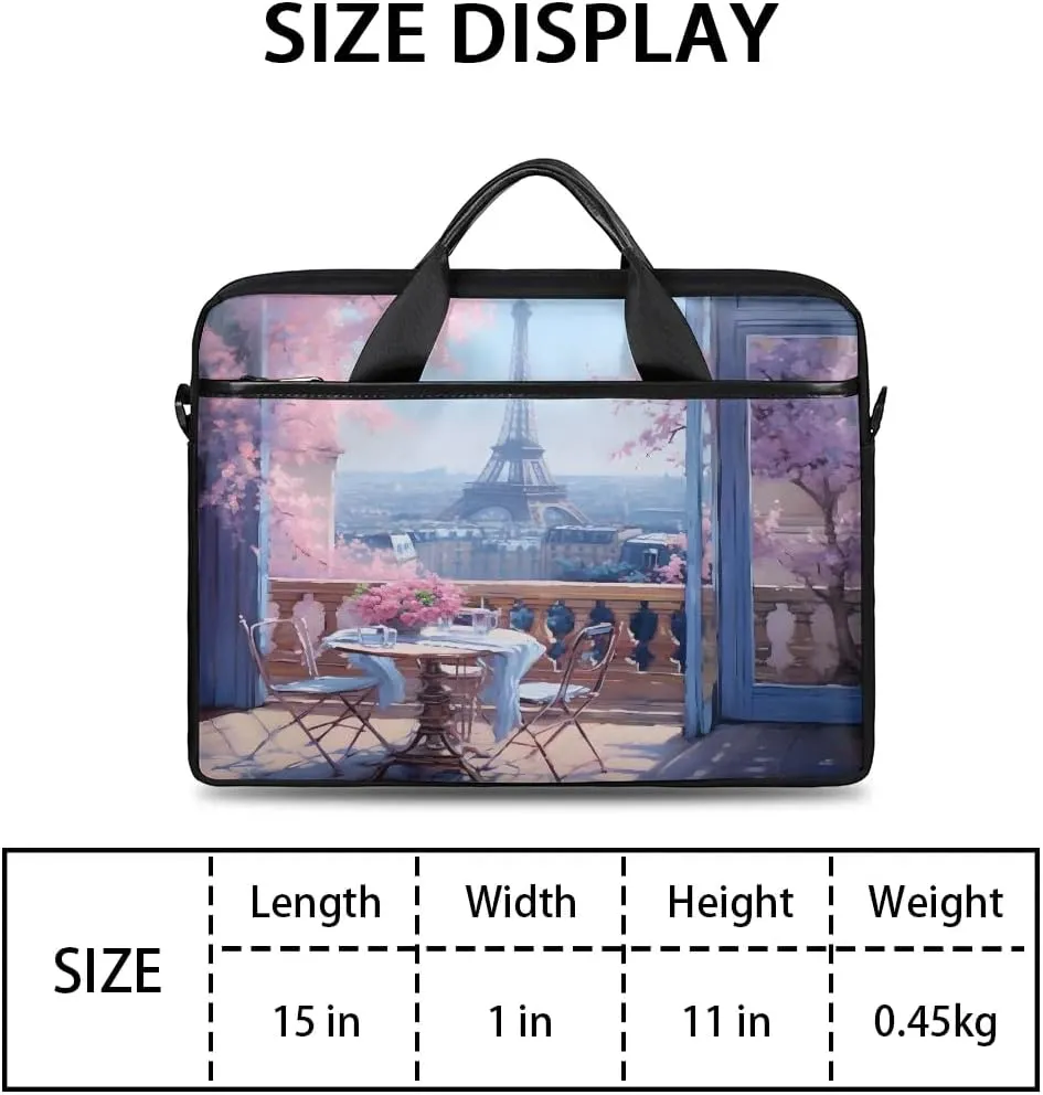 Eiffel Tower Spring Flowers 15 Inch Laptop Bag Laptop Shoulder Bag Computer Cases for Laptops or Tablets