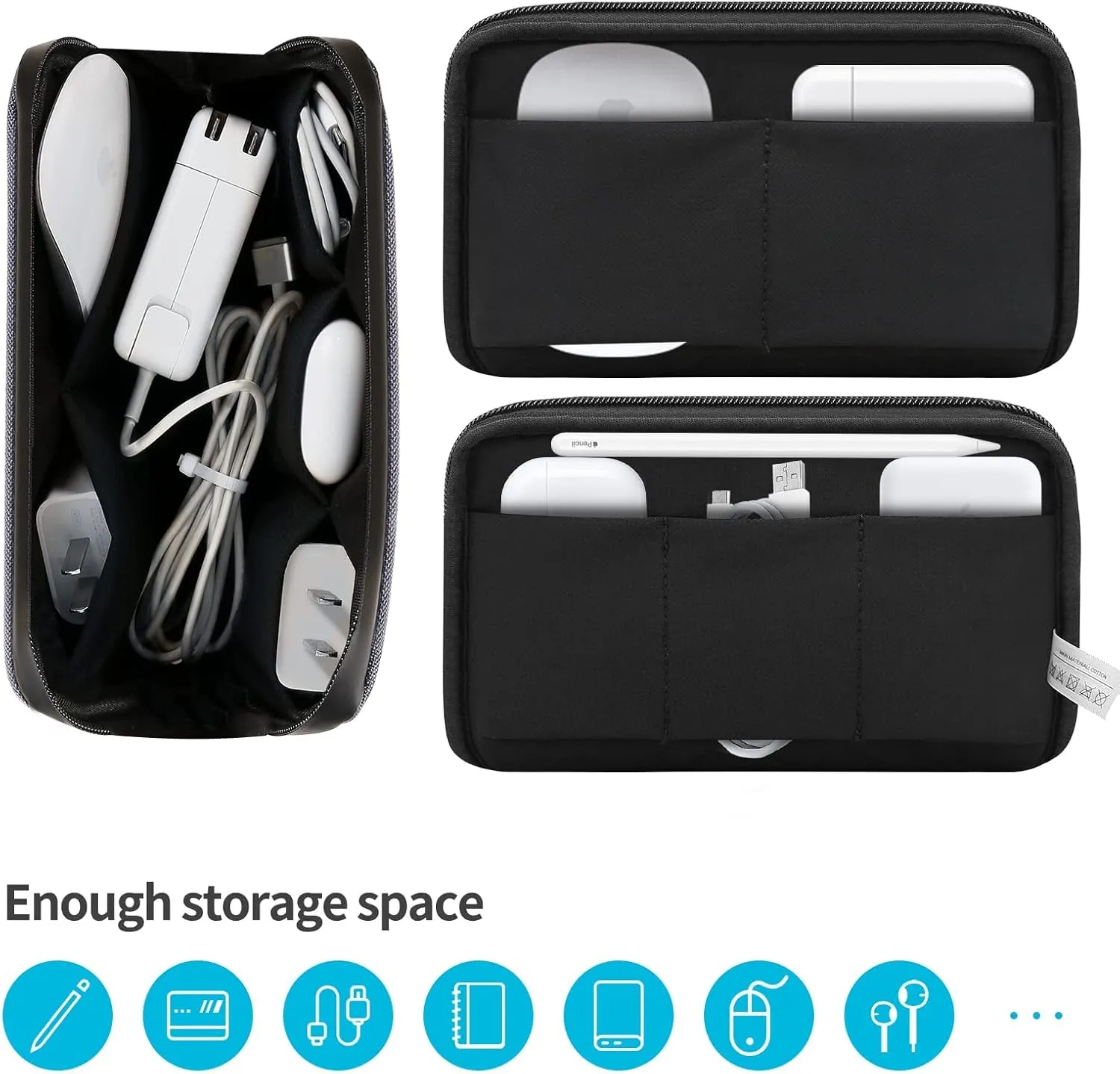 Electronic Organizer Case Bag, Waterproof Small Storage Backpack Charger for Cord, Hard Disk, Power Bank (Blue Large)