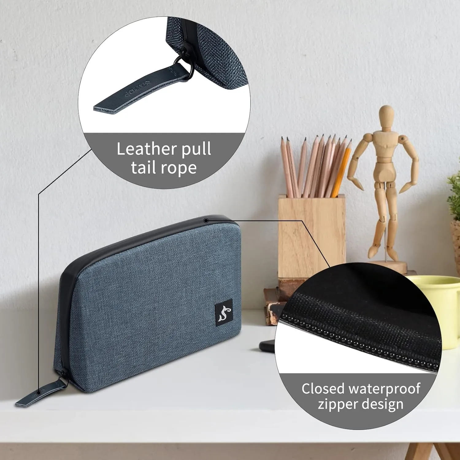 Electronic Organizer Case Bag, Waterproof Small Storage Backpack Charger for Cord, Hard Disk, Power Bank (Blue Large)