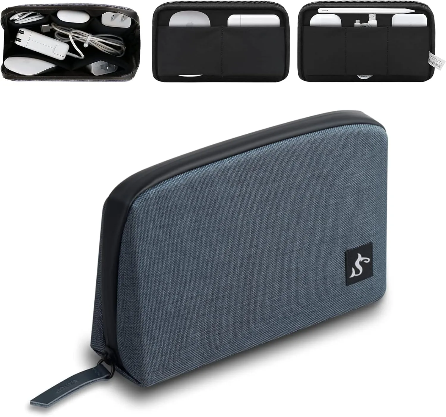 Electronic Organizer Case Bag, Waterproof Small Storage Backpack Charger for Cord, Hard Disk, Power Bank (Blue Large)