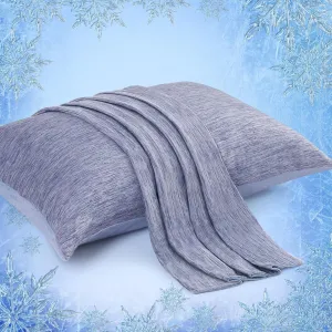 Elegear Cooling Pillow Cases for Hot Sleepers, Japanese Q-Max 0.45 Cooling Pillowcases, Both Sides(Cooling/Cotton), Breathable Soft Pillowcase for Hair and Skin, Set of 2-Blue (King (20" x 36"))