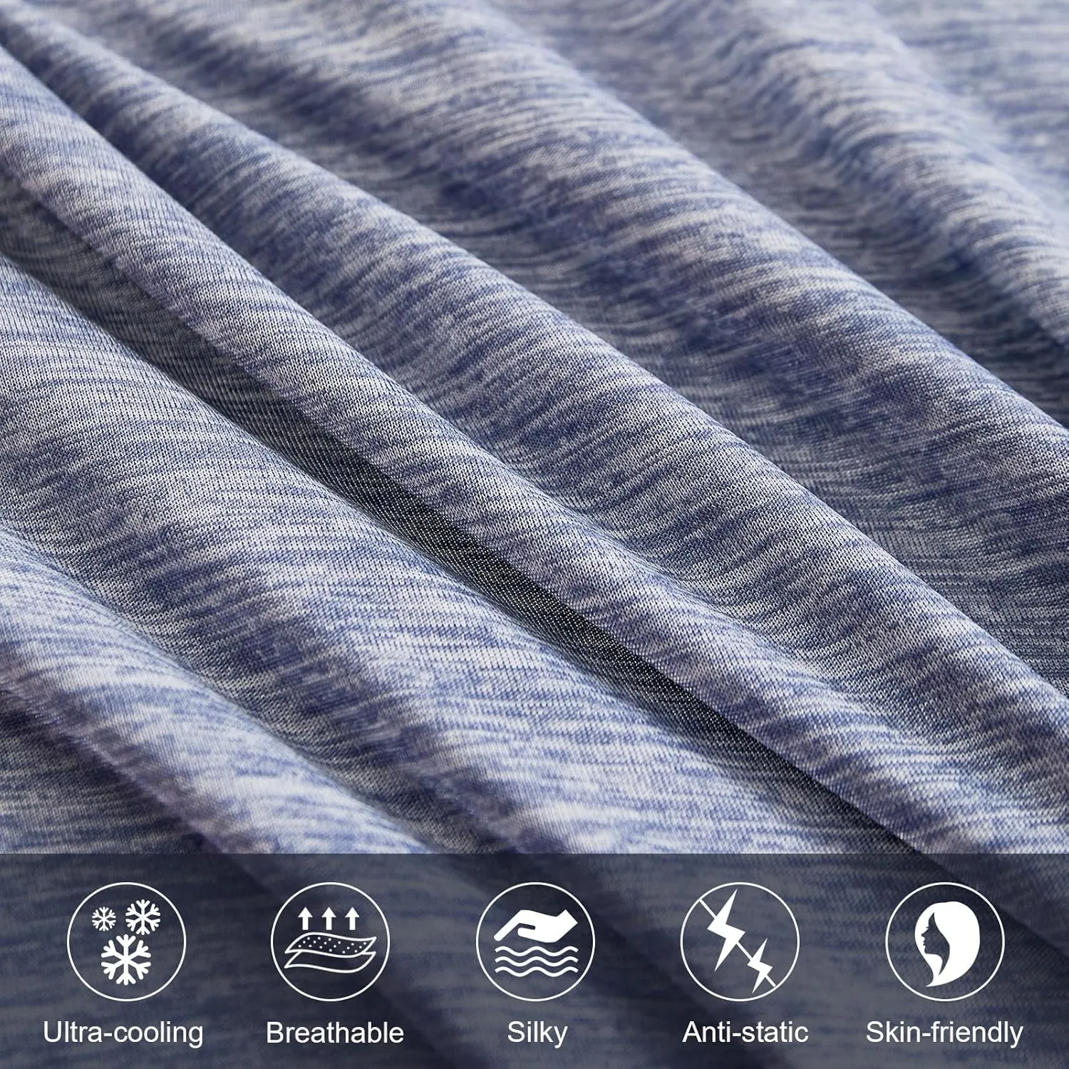 Elegear Cooling Pillow Cases for Hot Sleepers, Japanese Q-Max 0.45 Cooling Pillowcases, Both Sides(Cooling/Cotton), Breathable Soft Pillowcase for Hair and Skin, Set of 2-Blue (King (20" x 36"))