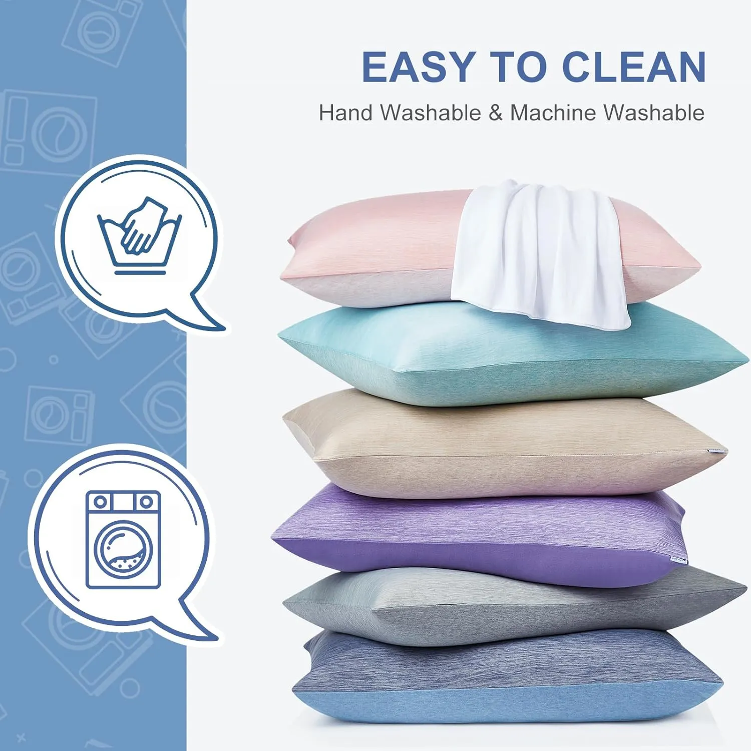 Elegear Cooling Pillow Cases for Hot Sleepers, Japanese Q-Max 0.45 Cooling Pillowcases, Both Sides(Cooling/Cotton), Breathable Soft Pillowcase for Hair and Skin, Set of 2-Blue (King (20" x 36"))
