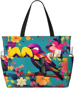 Elephant Family Large Capacity Beach Travel Bag - Waterproof Zipper Vacation Tote for Sandproof Storage, and Camping