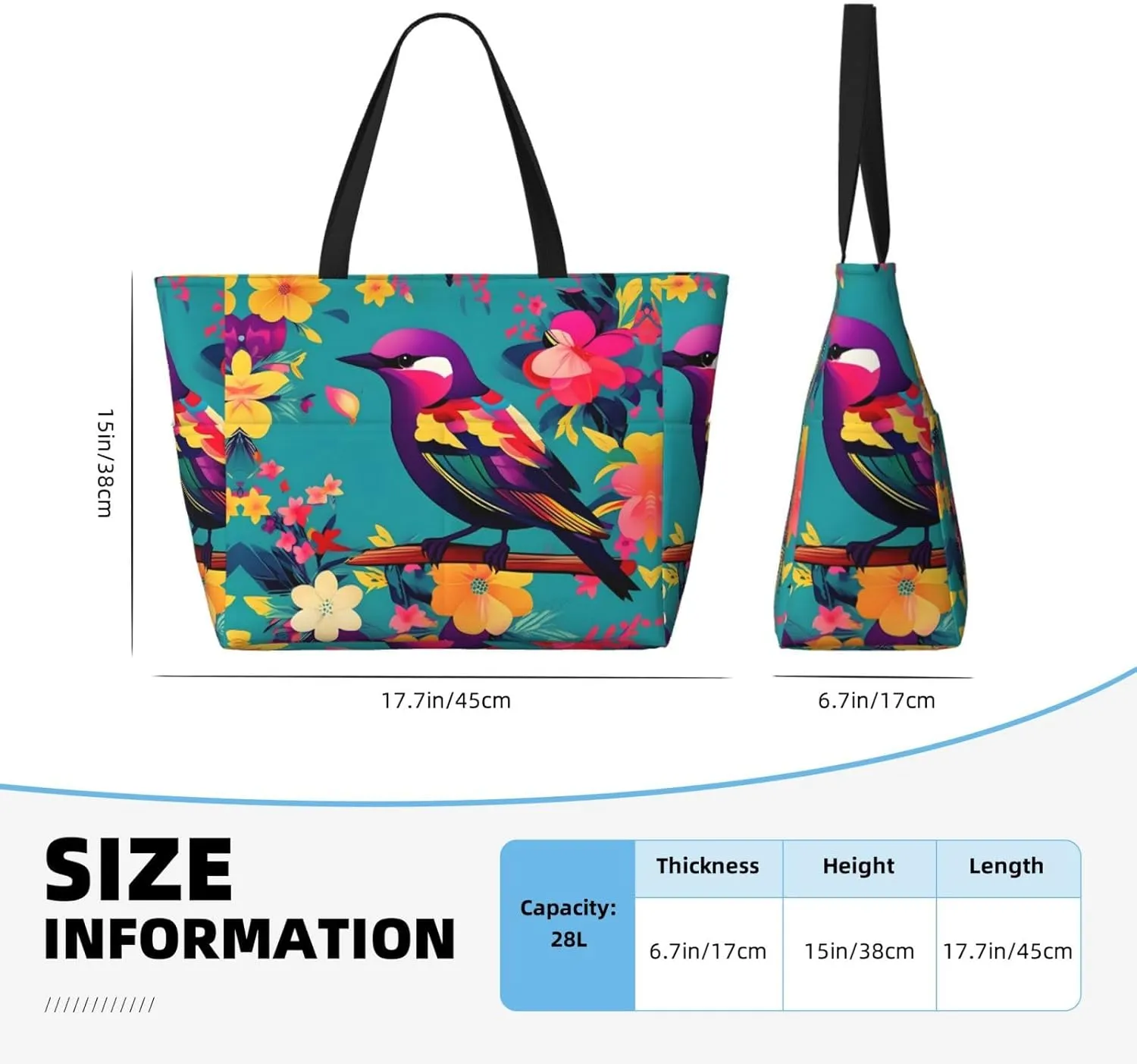 Elephant Family Large Capacity Beach Travel Bag - Waterproof Zipper Vacation Tote for Sandproof Storage, and Camping