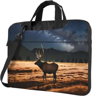 Elk in the meadow picture Ultra-thin portable shoulder laptop bag Stylish and Protective Shockproof soft lining