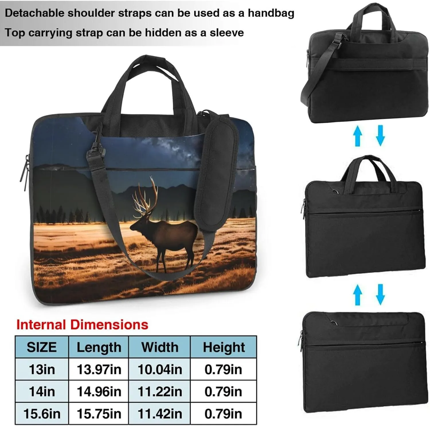Elk in the meadow picture Ultra-thin portable shoulder laptop bag Stylish and Protective Shockproof soft lining