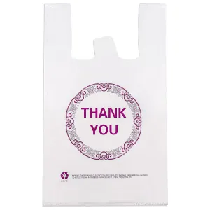 Elsjoy 500 Pieces Thank You Plastic Shopping Bags, 21 x 13 Inch T-Shirt Carry Out Bags Bulk Reusable Grocery Bags for Supermarket, Restaurant, Retail Store