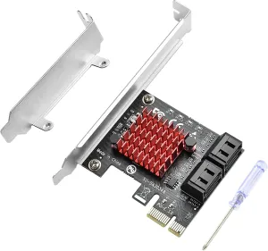 ELUTENG PCI-E to SATA Adapter 4 Port PCIe Expansion Card 6Gbps SATA 3.0 Controller PCI Express Controller Card with Low Profile Bracket for Windows/ Linux