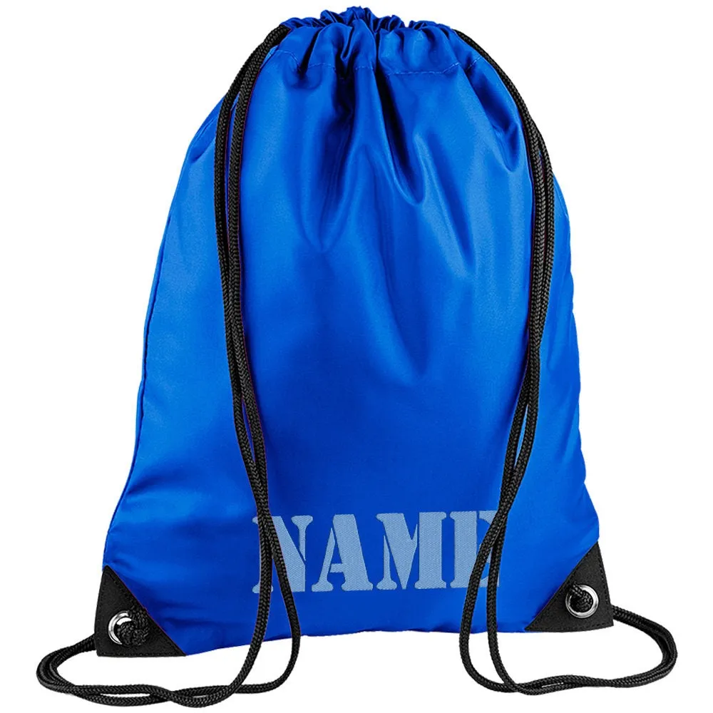 Embroidered Army Text Personalised PE Bag, Kit Bag Drawstring Bag