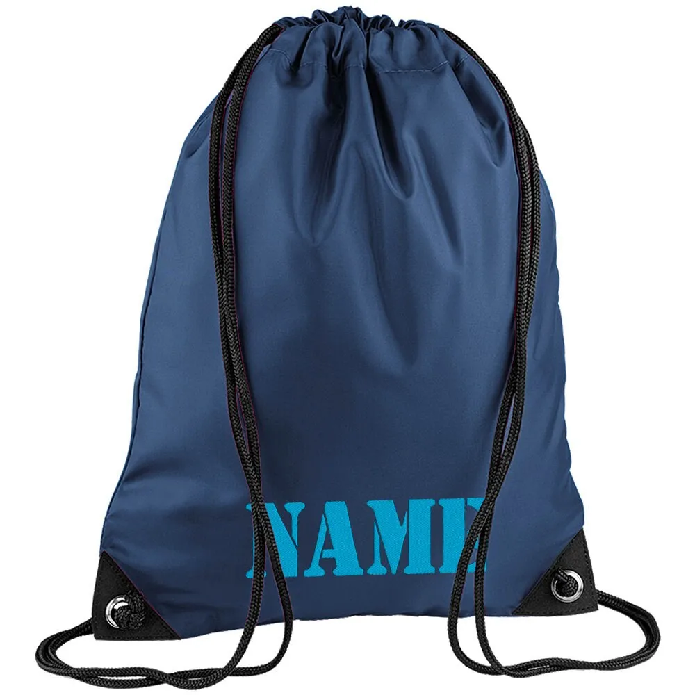 Embroidered Army Text Personalised PE Bag, Kit Bag Drawstring Bag