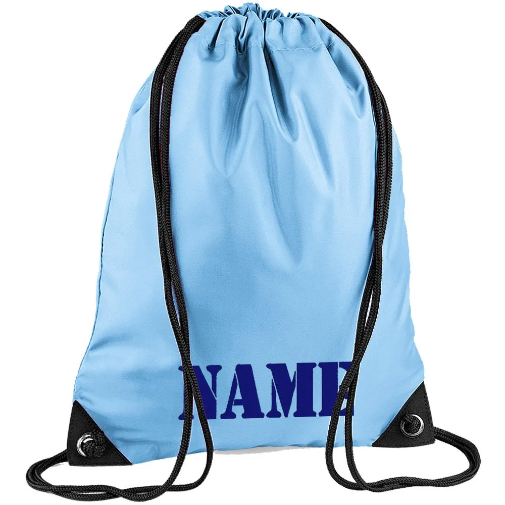 Embroidered Army Text Personalised PE Bag, Kit Bag Drawstring Bag