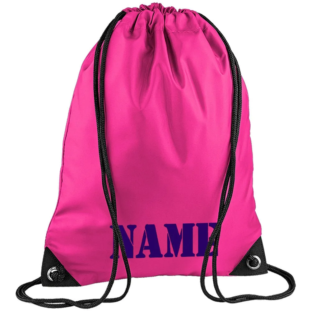 Embroidered Army Text Personalised PE Bag, Kit Bag Drawstring Bag