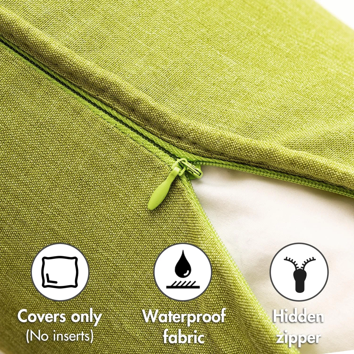 EMEMA Pack of 2 Decorative Outdoor Waterproof Throw Pillow Covers 20x20 Inch Solid Broadside Soft Outside Pillowcase Classic Cushion Cases for Patio Furniture Sunbrella for Balcony Decor Moss Green