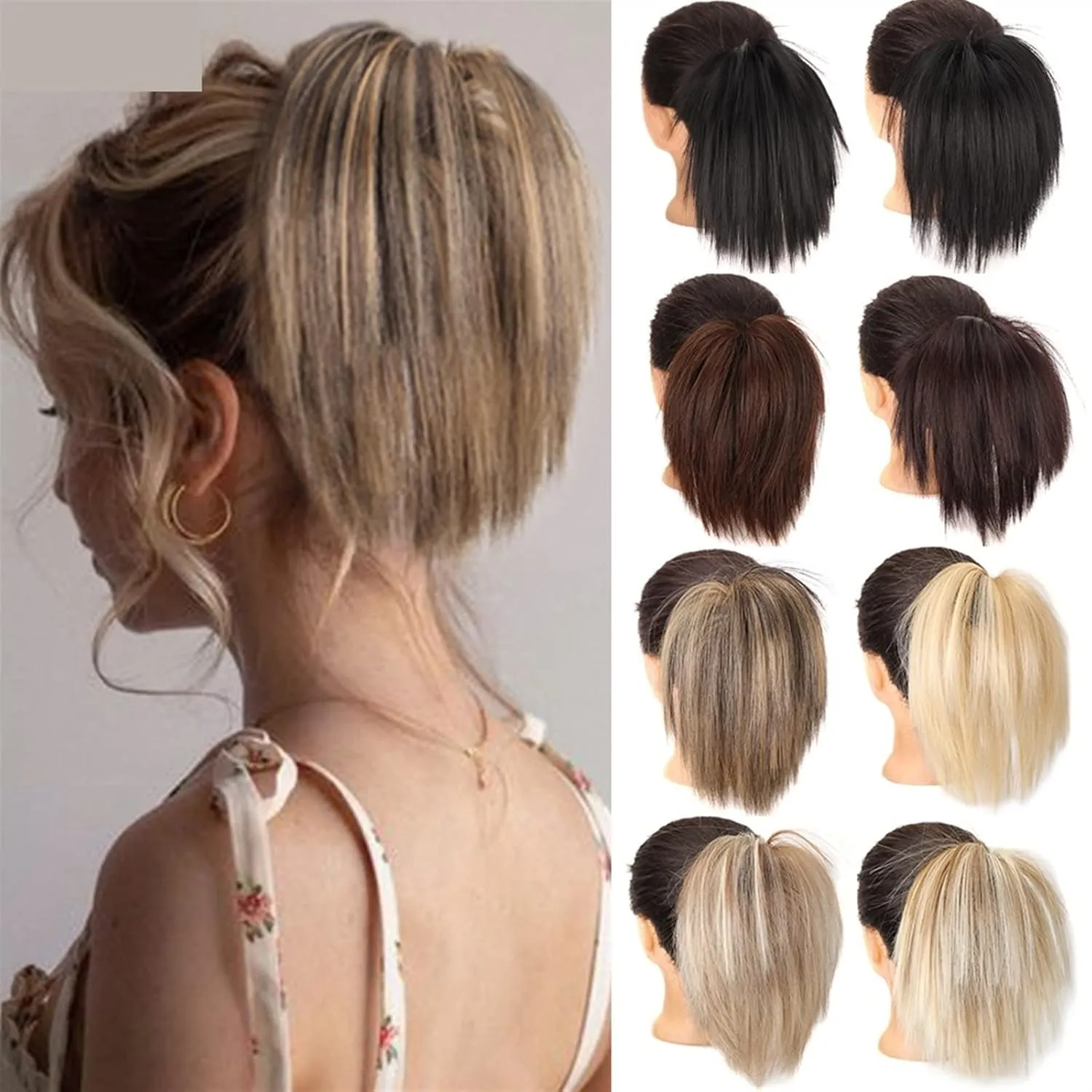 ENGENDER Hair Bun 1 Pack Synthetic Messy Bun with Elastic Rubber Band Wig Straight Hair Ponytail Extensions Hair Bun for Women Hair Piece(106)