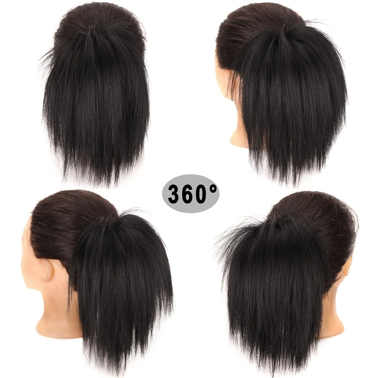 ENGENDER Hair Bun 1 Pack Synthetic Messy Bun with Elastic Rubber Band Wig Straight Hair Ponytail Extensions Hair Bun for Women Hair Piece(106)