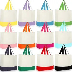 Epakh 12 Pack Canvas Tote Bags Bulk 18.5 x 15 Inch Reusable Grocery Shopping Bags Tote Luggage for Shopping