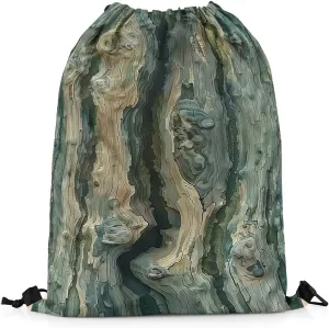 Erosebridal Bark Drawstring Bags 13x15.7,Bark Texture Drawstring Backpack,Vintage Jungle Tree Lines Draw String Back Bag,Farmhouse Country String Backpack