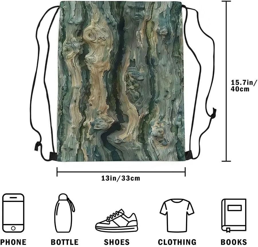 Erosebridal Bark Drawstring Bags 13x15.7,Bark Texture Drawstring Backpack,Vintage Jungle Tree Lines Draw String Back Bag,Farmhouse Country String Backpack