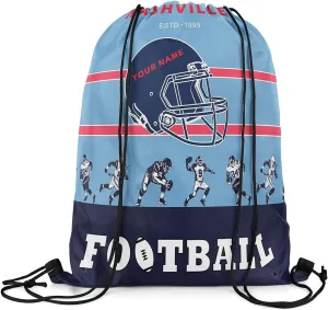 Erosebridal Customized American Football Drawstring Backpack 13 x 15.7,Football Drawstring Bag for Sport Gym,Black Blue Red Sports Draw String Back Bag,Football City Team String Backpack(Nashville)