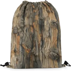 Erosebridal Vintage Bark Drawstring Bags 13x15.7,Rustic Tree Bark Drawstring Backpack,Country Nature Draw String Back Bag,Farmhouse Abstract Pattern String Backpack