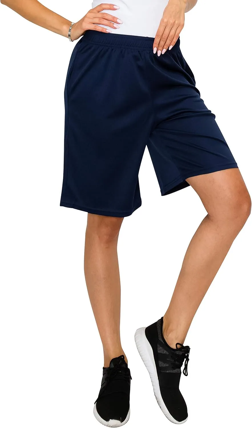 EttelLut - Women's Knee Length Loose Shorts with Side Pockets & Drawstring - Great for Workout, Gym, Athletic, Running & Yoga