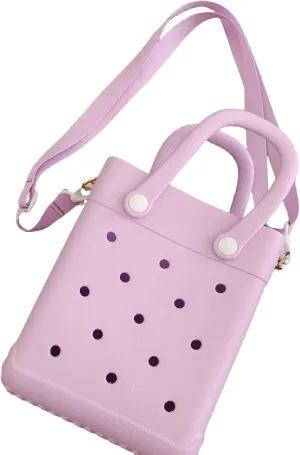 EVA Waterproof Mini Beach Tote, Bitty Rubber Travel Bags Sandproof X Small Size Handbag for Sports Gym Travel Market Outdoor