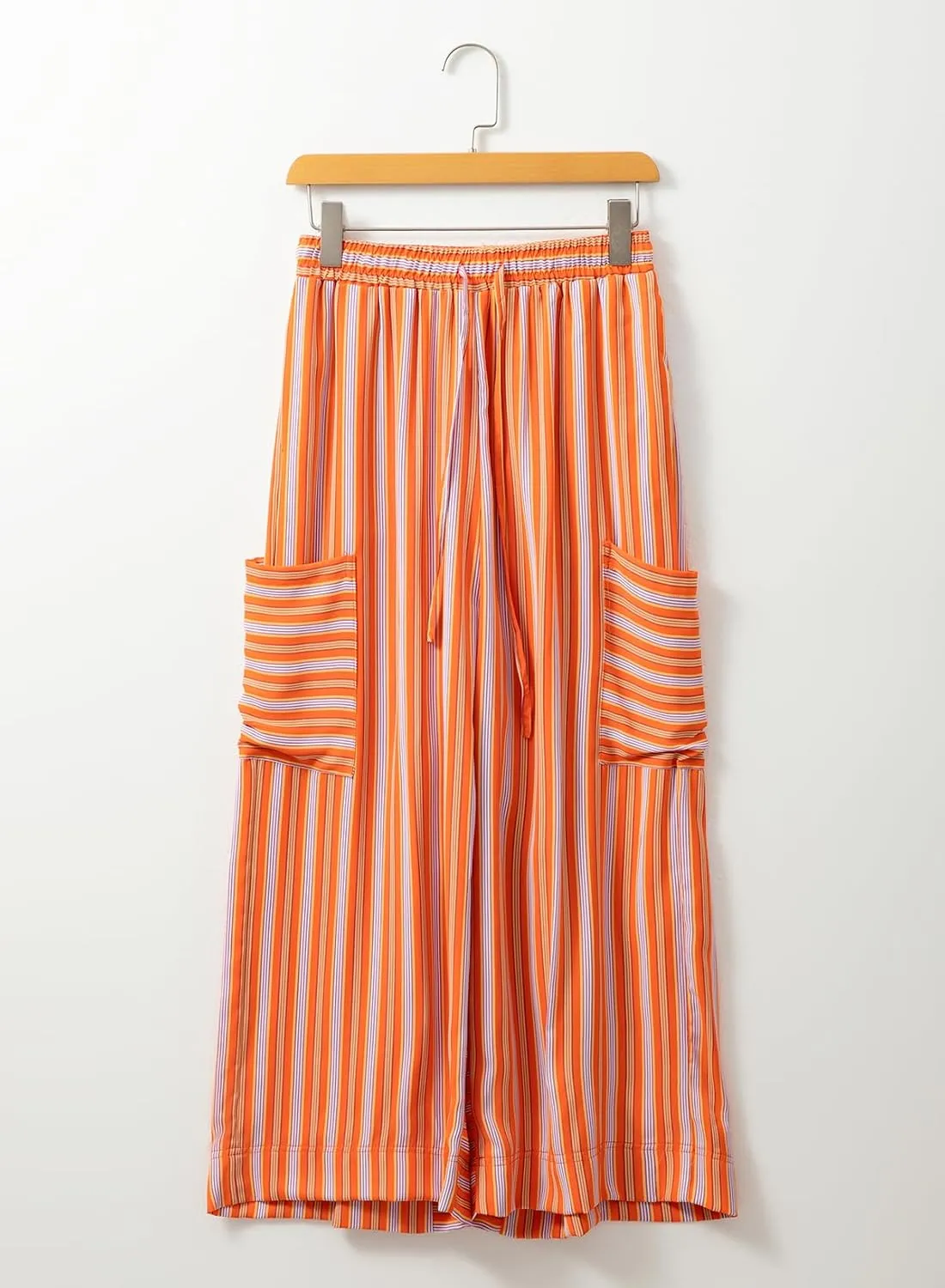 EVALESS Women Palazzo Pants Summer Casual Wide Leg High Waist Lounge Flowy Beach Striped Trousers Travel Vacation Outfits
