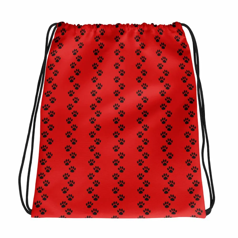 Evil Cat 'Pawprints Red' Drawstring bag