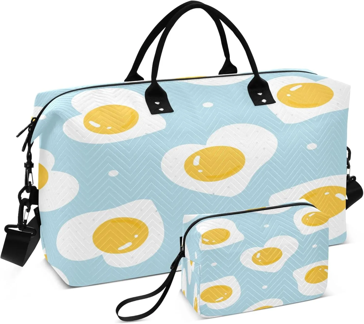 Exnundod Eggs Heart Pattern Travel Duffel Bags for Women Sports Gym Bag Weekender Carry On Tote Overnight Luggage Duffle Bags