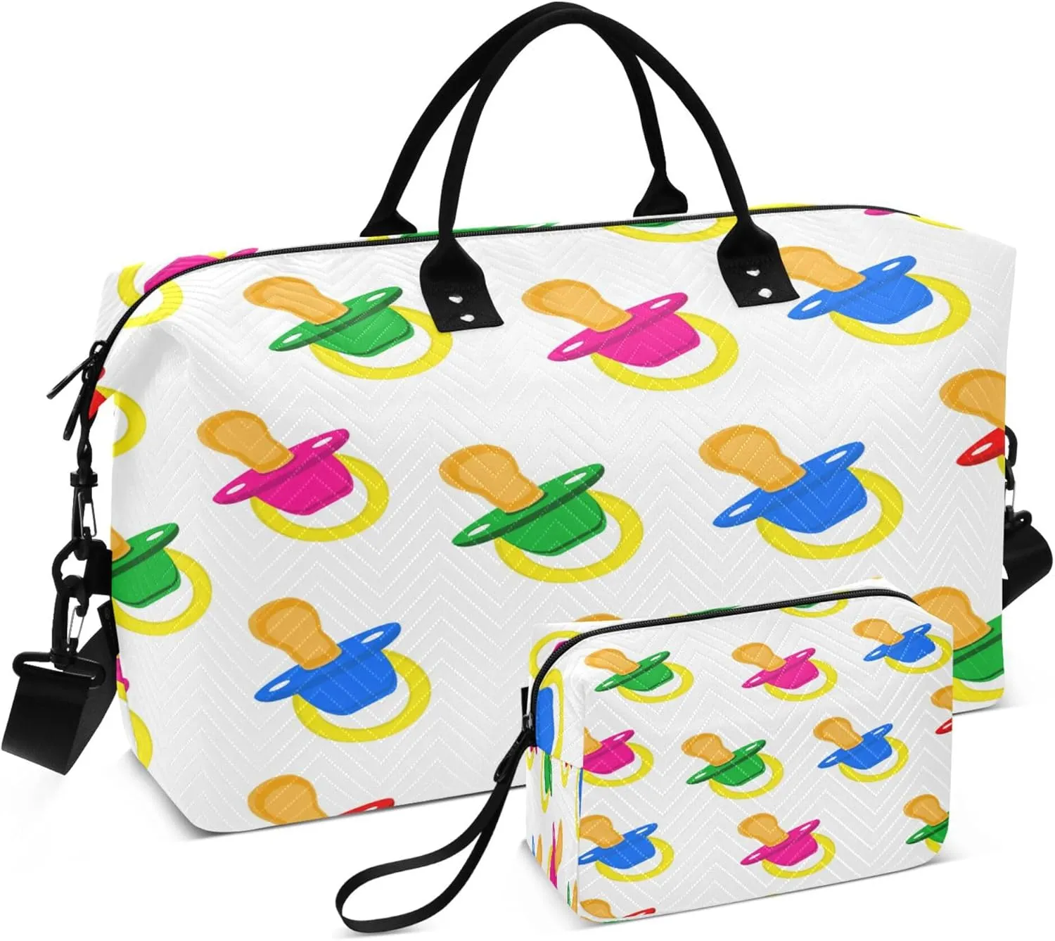 Exnundod Travel Duffel Bags Children Colorful Pacifiers Sports Gym Bag Weekender Carry On Tote Overnight Luggage Bags for Women and Men