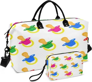 Exnundod Travel Duffel Bags Children Colorful Pacifiers Sports Gym Bag Weekender Carry On Tote Overnight Luggage Bags for Women and Men