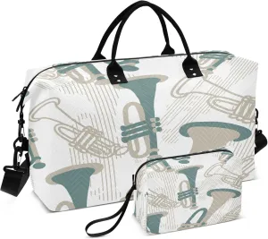 Exnundod Travel Duffel Bags Trumpet Musical Instrument Sports Gym Bag Weekender Carry On Tote Overnight Luggage Bags for Women and Men
