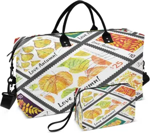Exnundod Women Weekender Bags Autumn Floral Stamps Travel Duffel Bags Carry On Overnight Bag Watercolor Large Hospital Tote Luggage