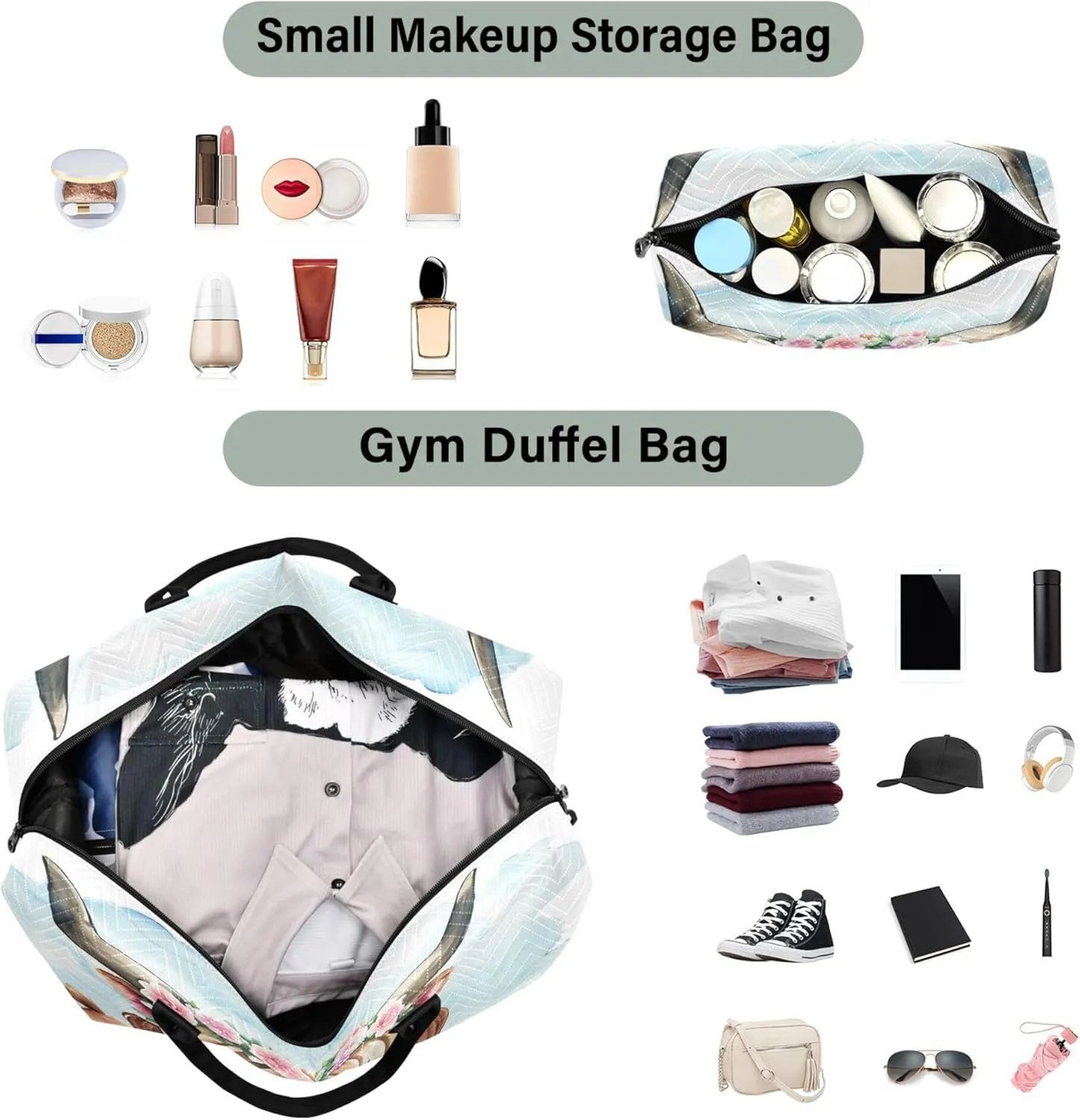 Exnundod Women Weekender Bags Cute Highland Cow Watercolor Travel Duffel Bags Carry On Overnight Bag Large Hospital Tote Luggage